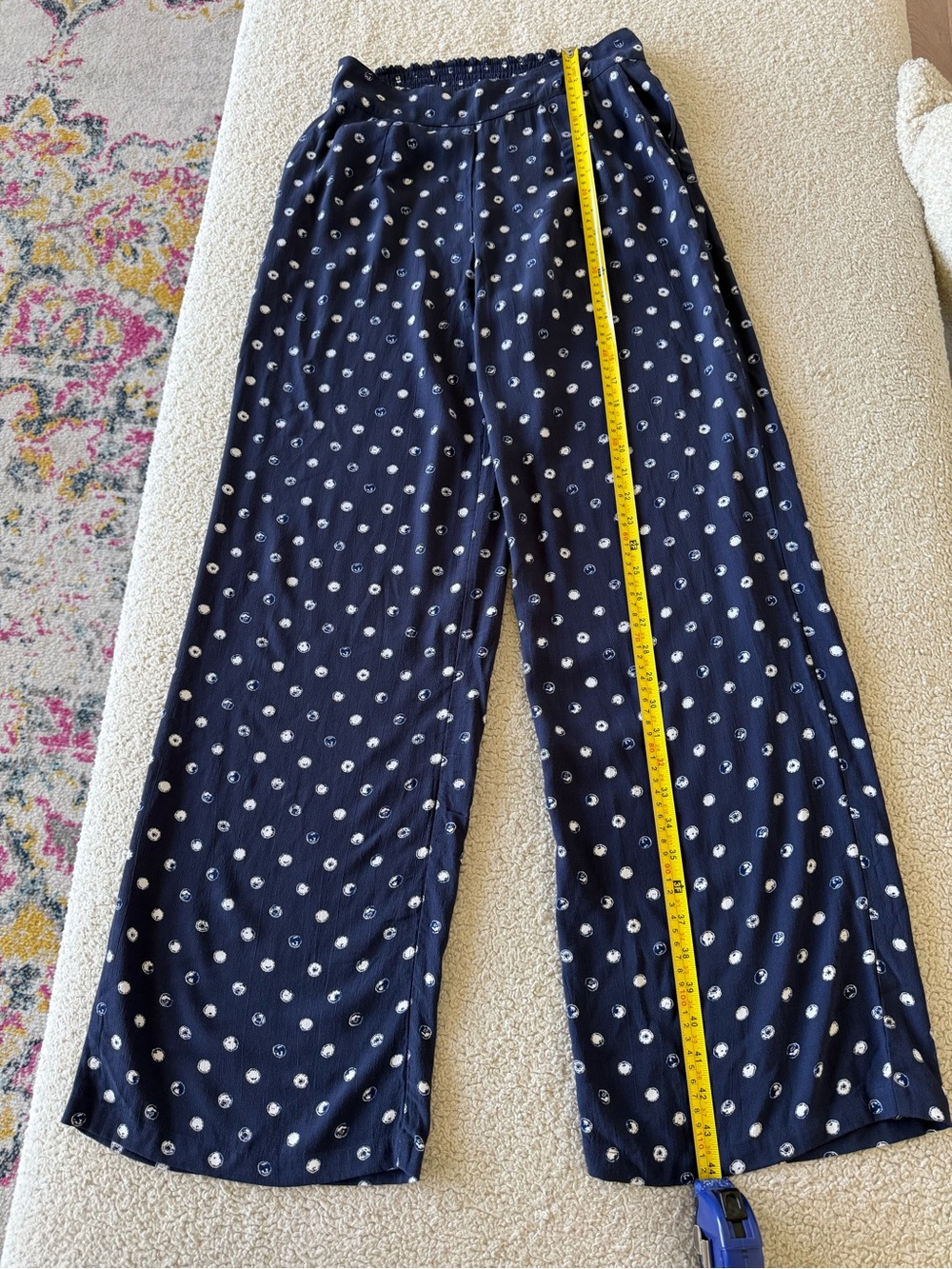 Lucky Brand Navy Palazzo Pants with White Dot Print